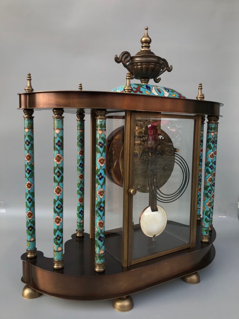 Enameled mechanical antique clock - 7