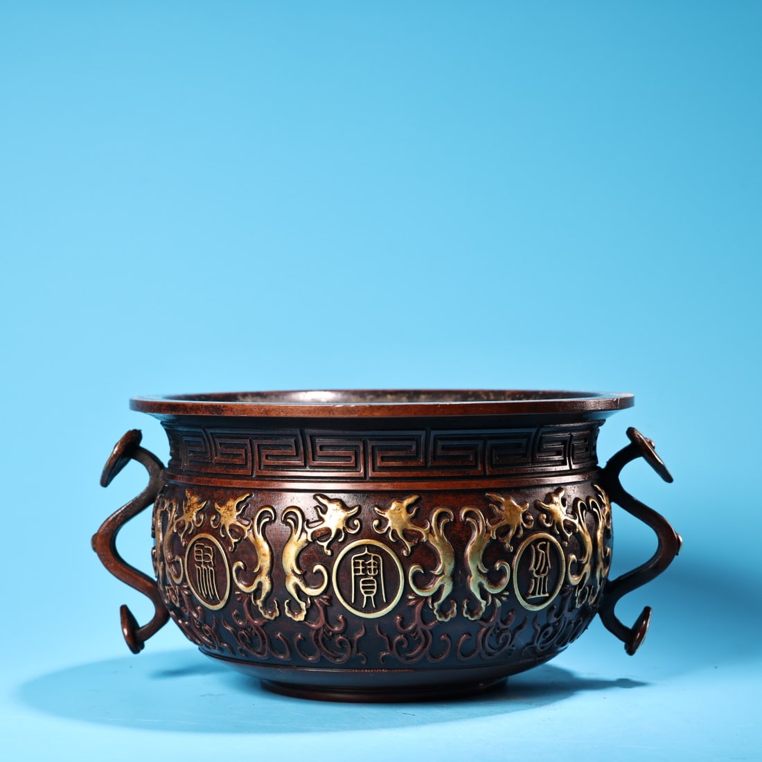 Pure copper, high relief engraving, and gilded treasure basin (1 of 9)