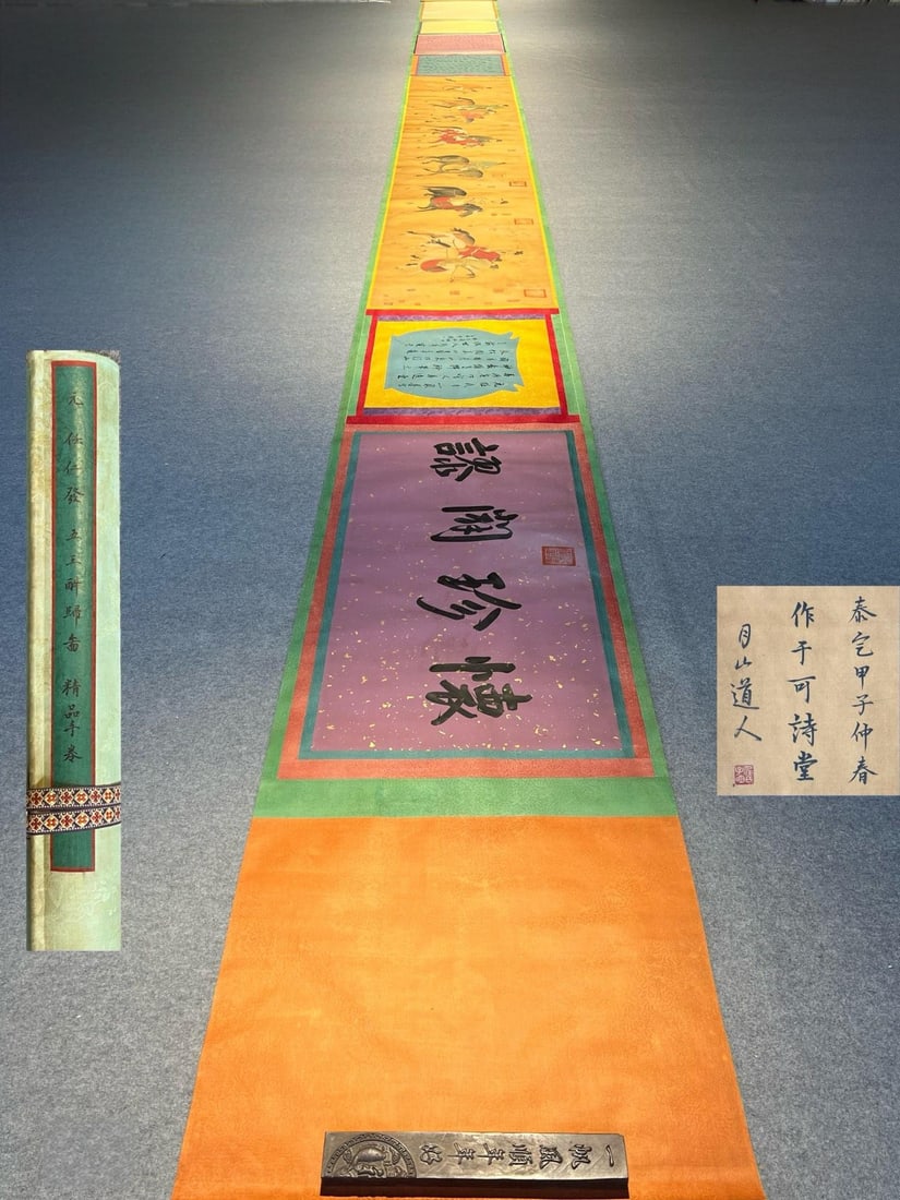 Ren Renfa's exquisite silk scroll painting, "Five Kings Returning Drunk," is a long scroll.: Yuan Dynasty - Ren Renfa's Fine Silk Scroll "Five Princes Returning Drunk" Ren Renfa (1254-1327), courtesy name Ziming, also known as Ziyao, sobriquet Yueshan, was a native of Qinglong Town,