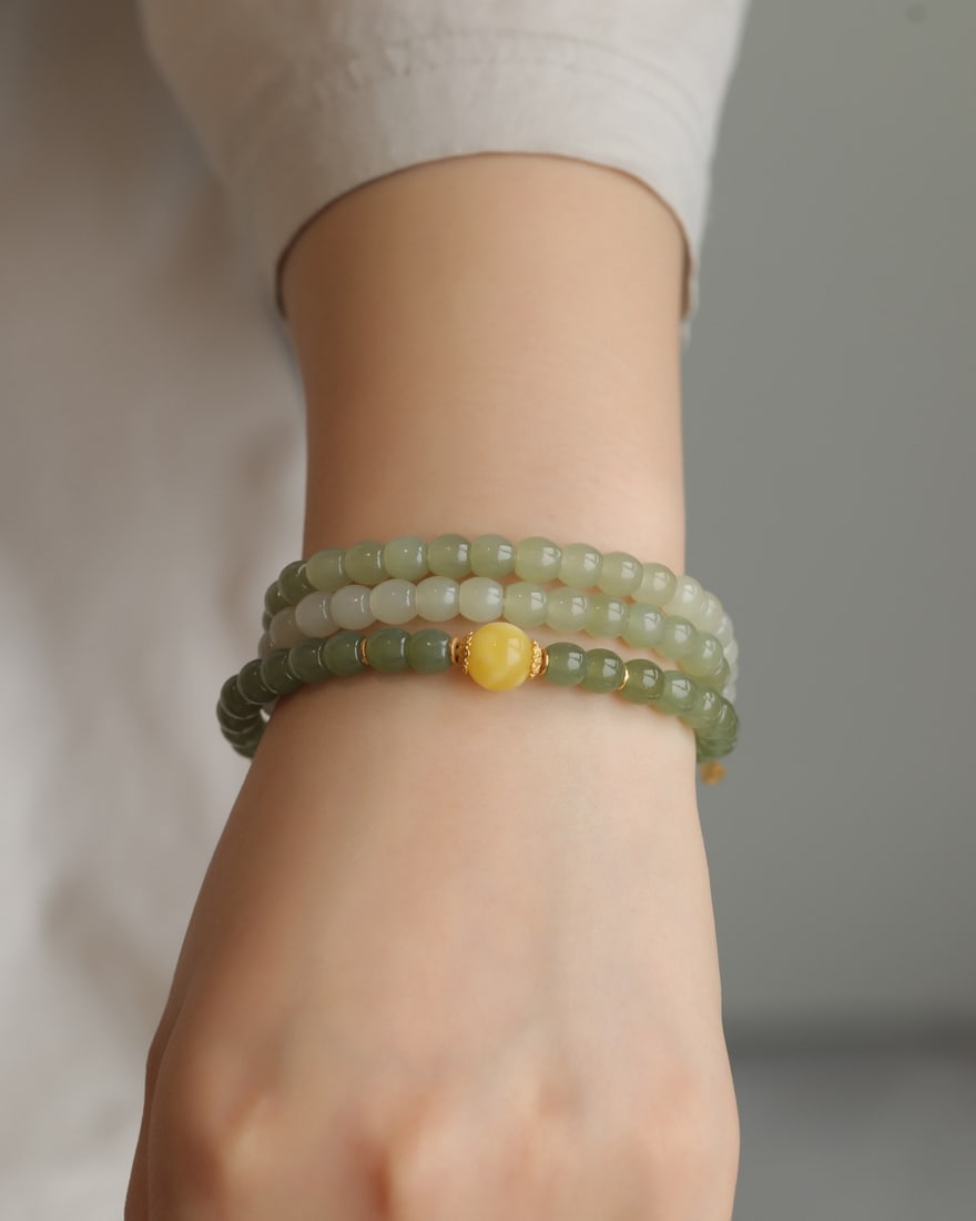Natural Hetian jade with multiple gradient colors - 7
