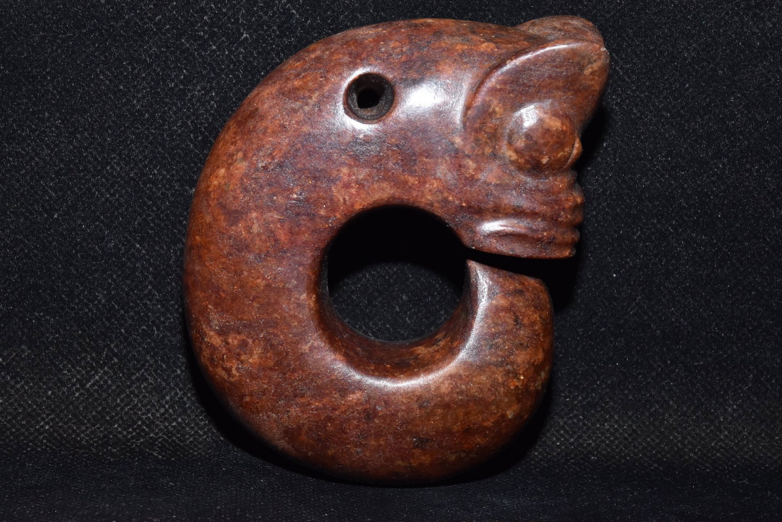 Hongshan Culture Hemo Jade Pig Dragon: finely polished jade pig-dragon from the Hongshan Culture, with a delicate patina, worthy of collection. 7cm wide, 9cm high, weighing 380g. Provenance:Mrs. Blair, Newport Beach, California. Our cooper