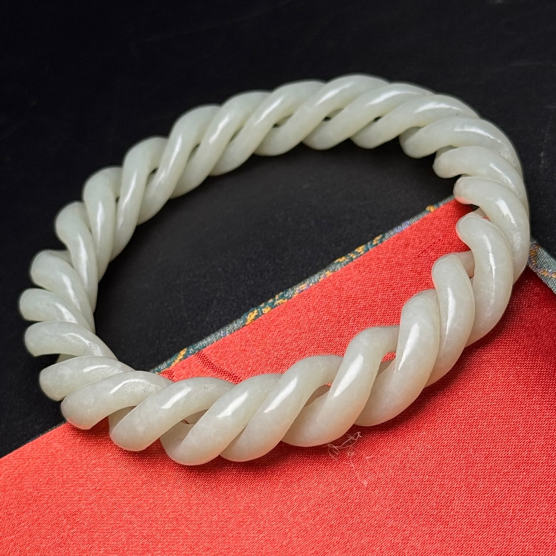 Hetian jade twisted braid bracelet - 7