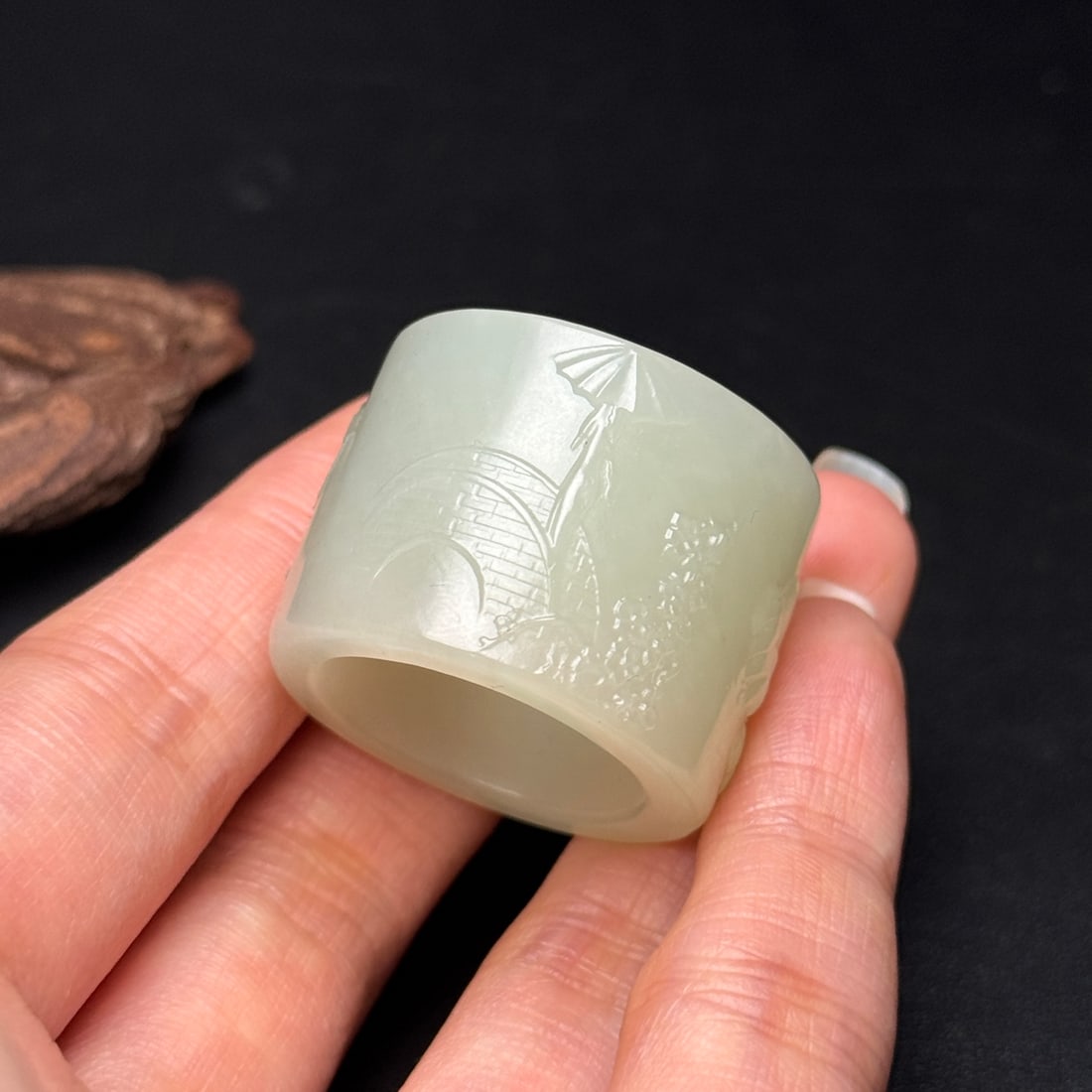 Hetian jade thumb ring - 8