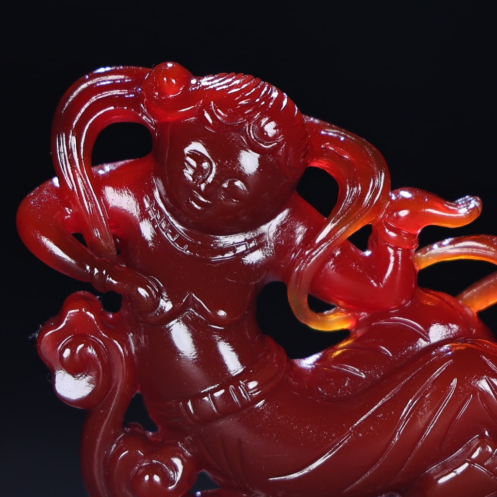 Exquisite antique, agate flying apsara - 4