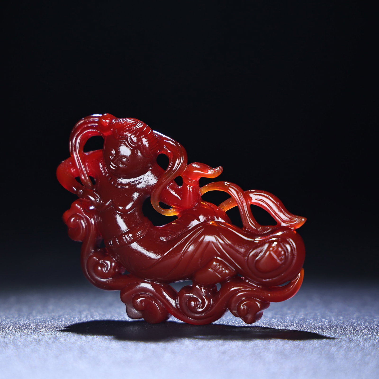 Exquisite antique, agate flying apsara - 6