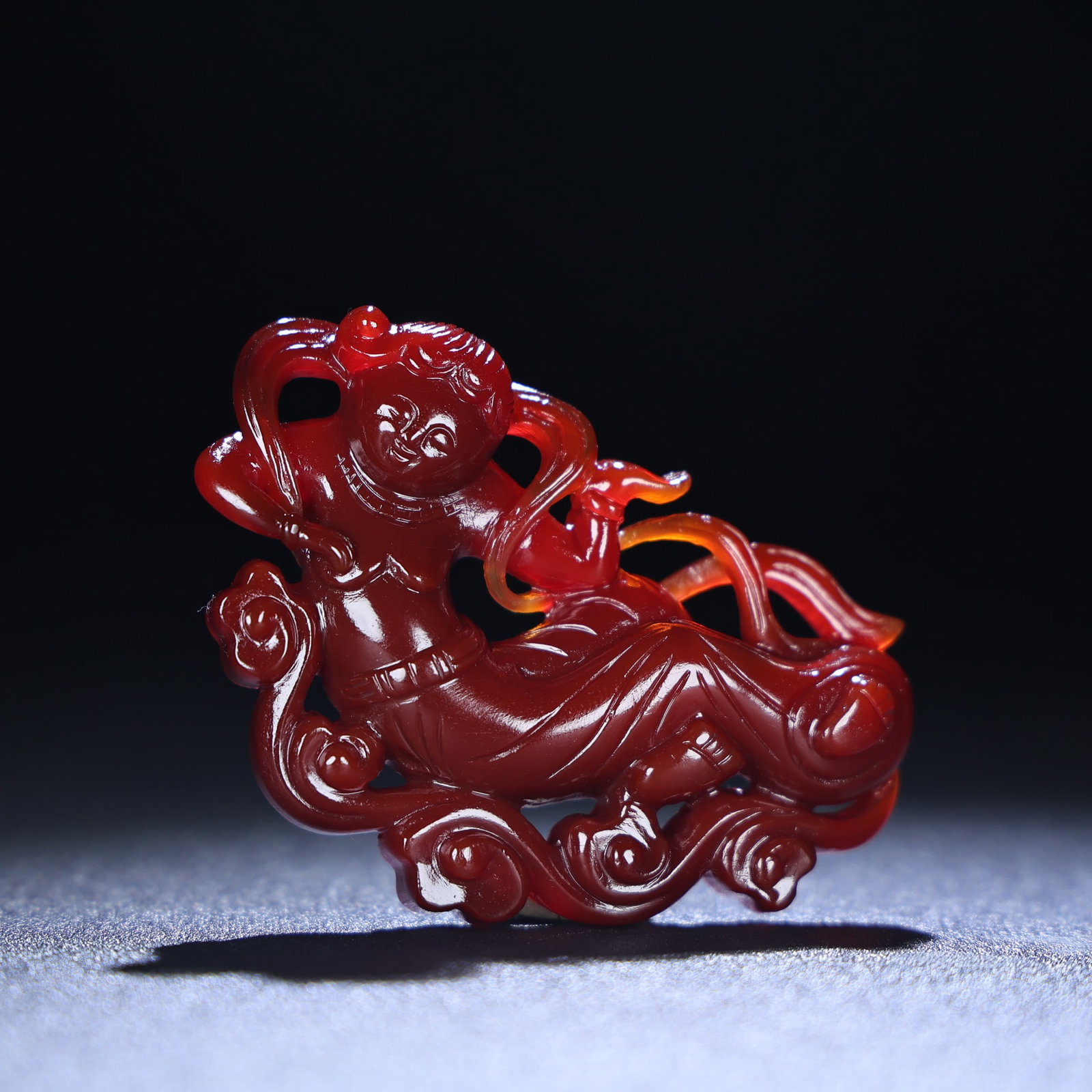 Exquisite antique, agate flying apsara - 7