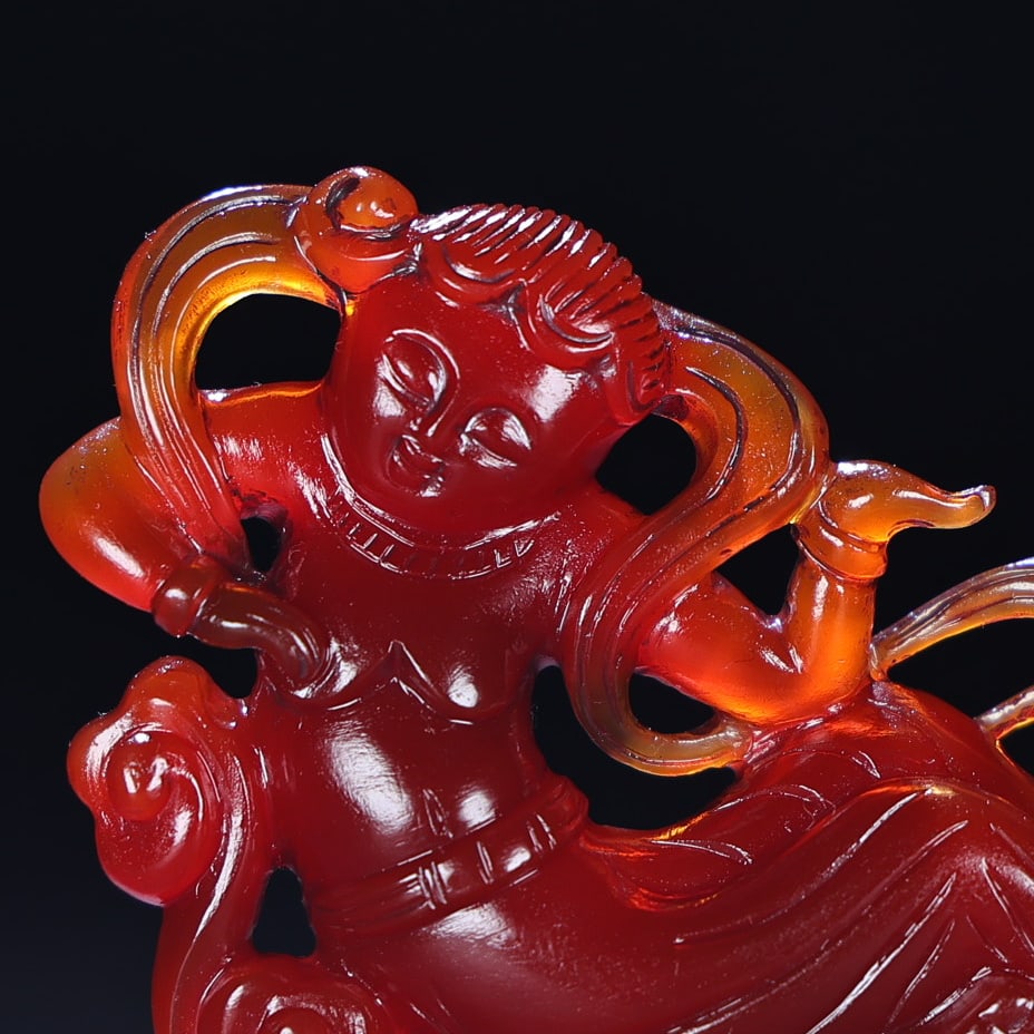 Exquisite antique, agate flying apsara - 2