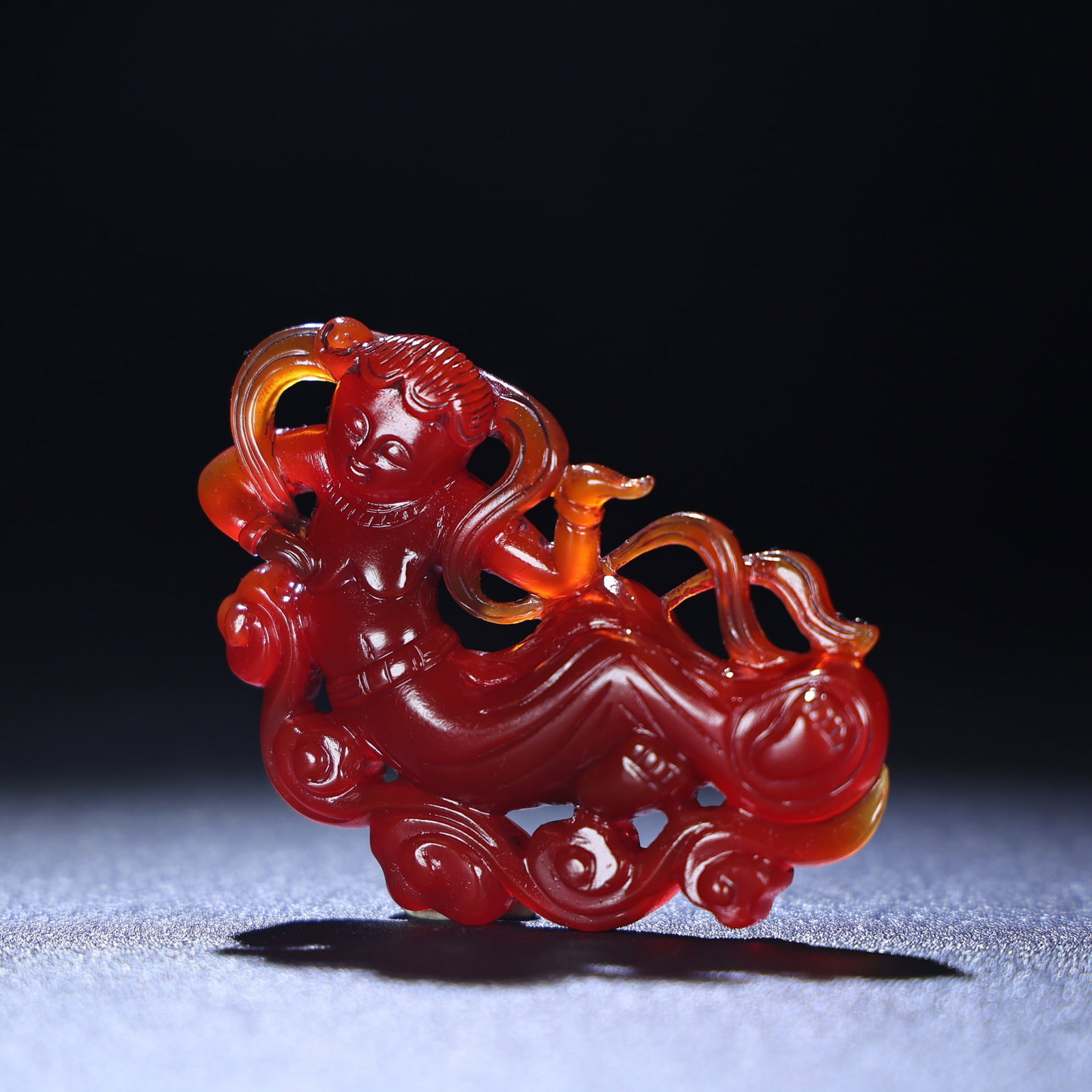 Exquisite antique, agate flying apsara - 4
