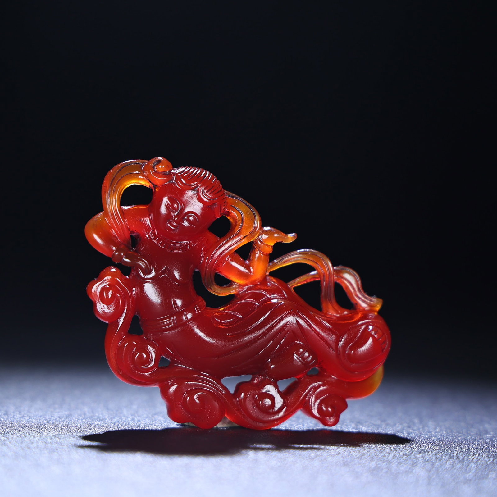 Exquisite antique, agate flying apsara - 5