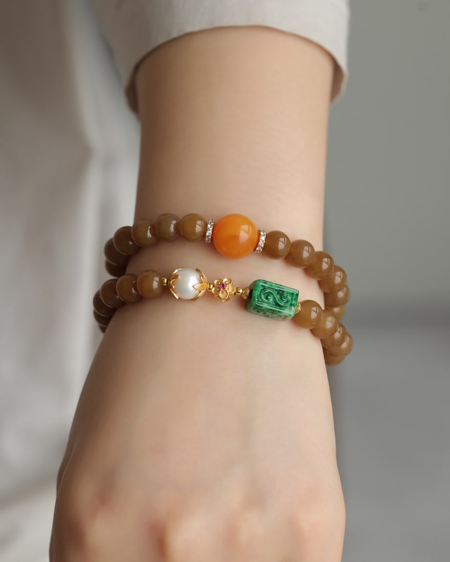 Natural sugar double-loop bracelet - 7