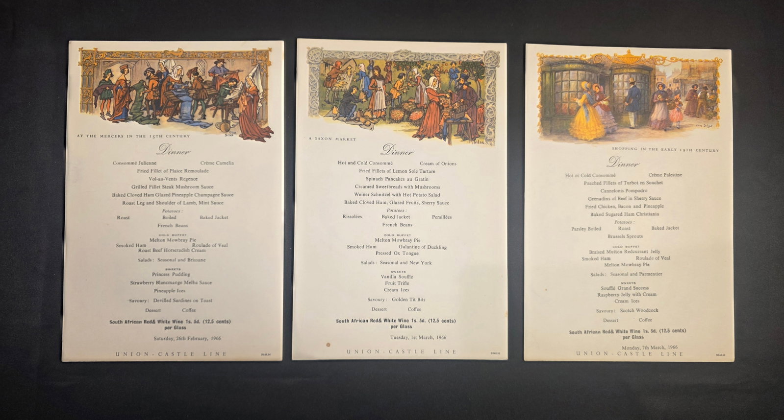 Union Castle Line Menus