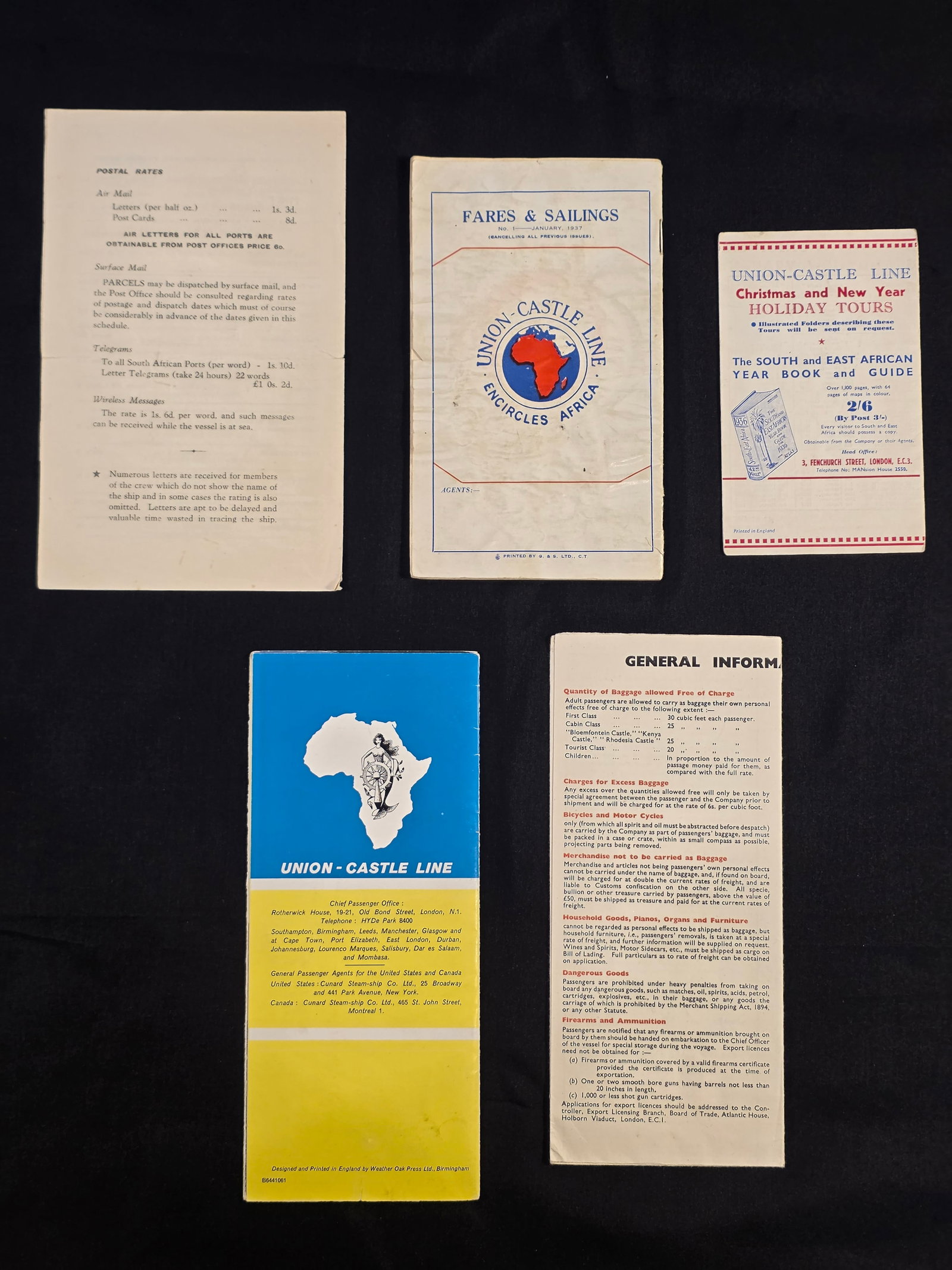 Union Castle Line Timetables - 2