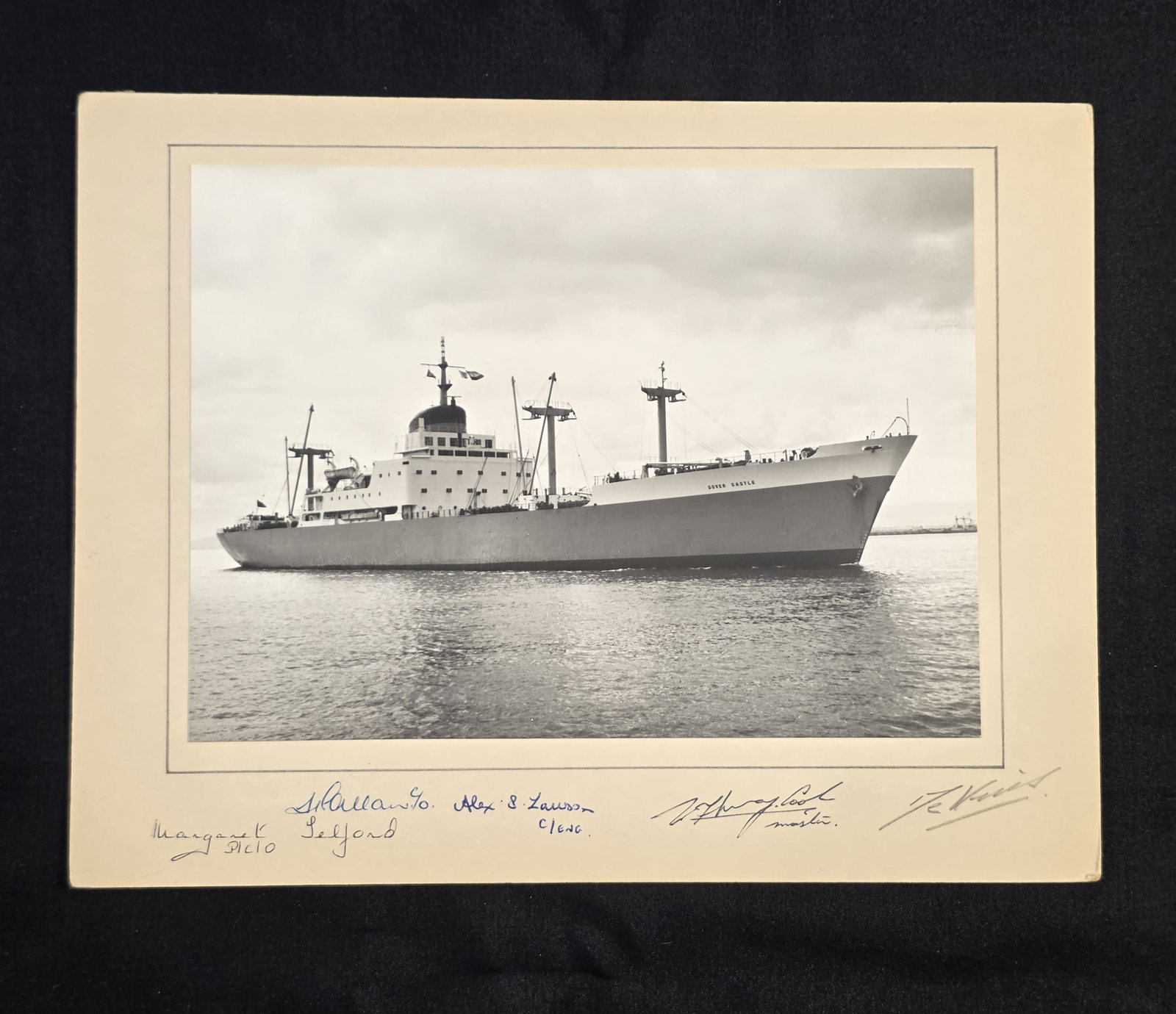 Union Castle Line R.M.M.V. Dover Castle Crew Signed Photo: Master: Cook, Chief Engineer: Lawson.50% of all proceeds from the sale of this lot will be donated to the Raise Your Banner Foundation, a Washington DC based non-profit whose mission is to break down