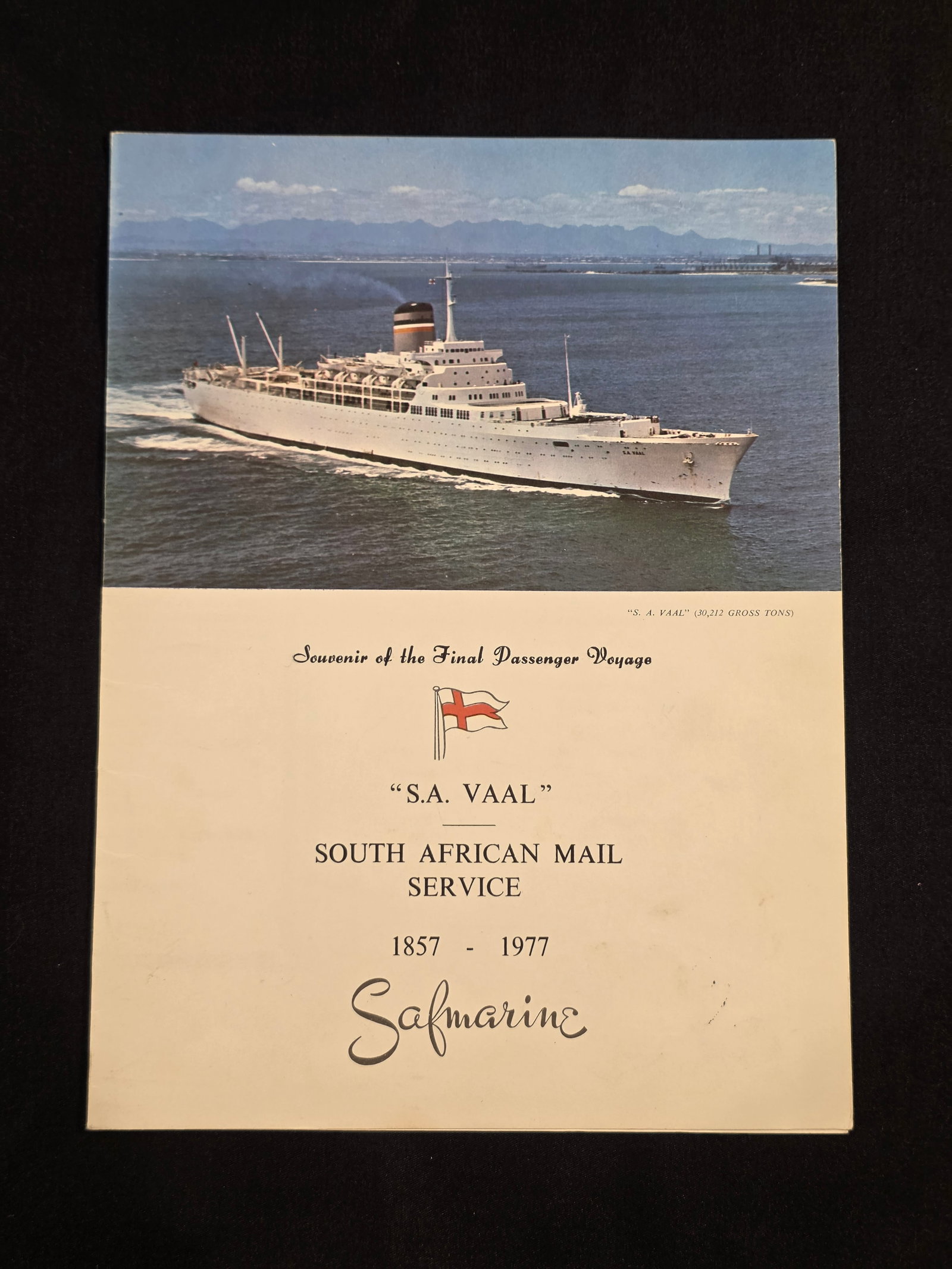 South African Maritime Corporation S.A. Vaal Final Voyage: Voyage 114 (October 10th, 1977). 50% of all proceeds from the sale of this lot will be donated to the Raise Your Banner Foundation, a Washington DC based non-profit whose mission is to break down the