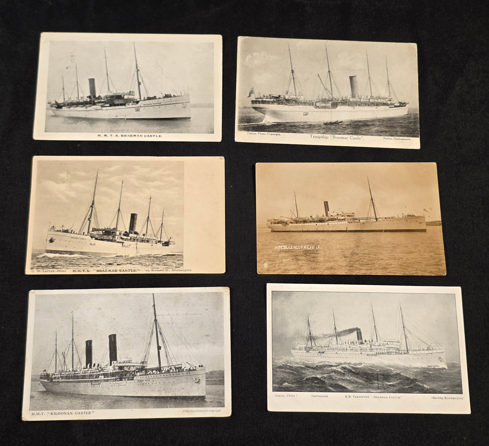 Union Castle Line Troop Ship Post Cards: Six total. Date: 1907 -1910. 50% of all proceeds from the sale of this lot will be donated to the Raise Your Banner Foundation, a Washington DC based non-profit whose mission is to break down the