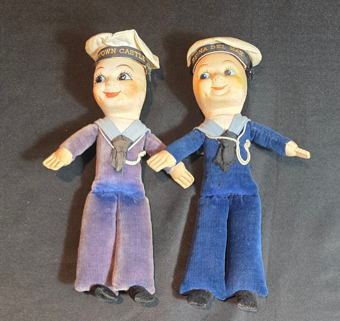 Union Castle Line R.M.M.V. Capetown Castle and Reina Del Mar Norah Welling Dolls: Two 8" Norah Welling dolls. 50% of all proceeds from the sale of this lot will be donated to the Raise Your Banner Foundation, a Washington DC based non-profit whose mission is to break down the stigm