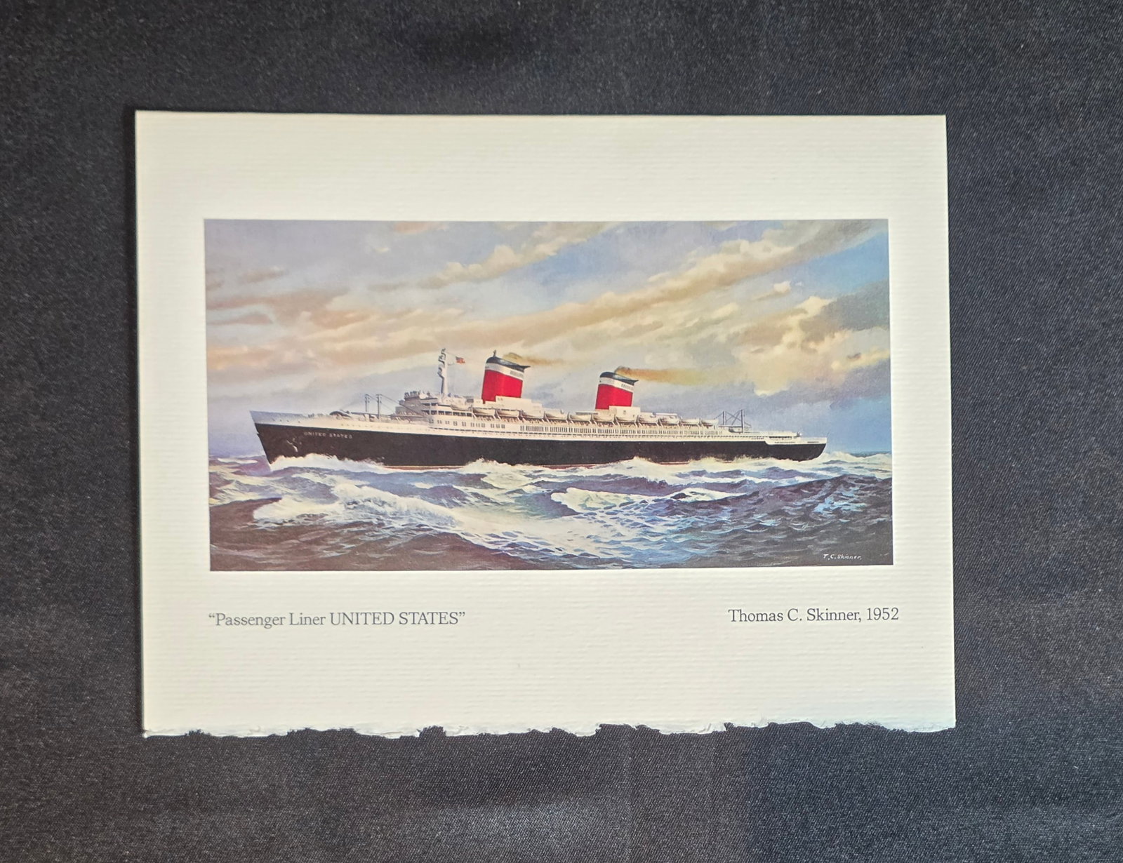 S.S. United States Newport News Christmas Card: No envelope. Dates from 1984. 50% of all proceeds from the sale of this lot will be donated to the Raise Your Banner Foundation, a Washington DC based non-profit whose mission is to break down the sti