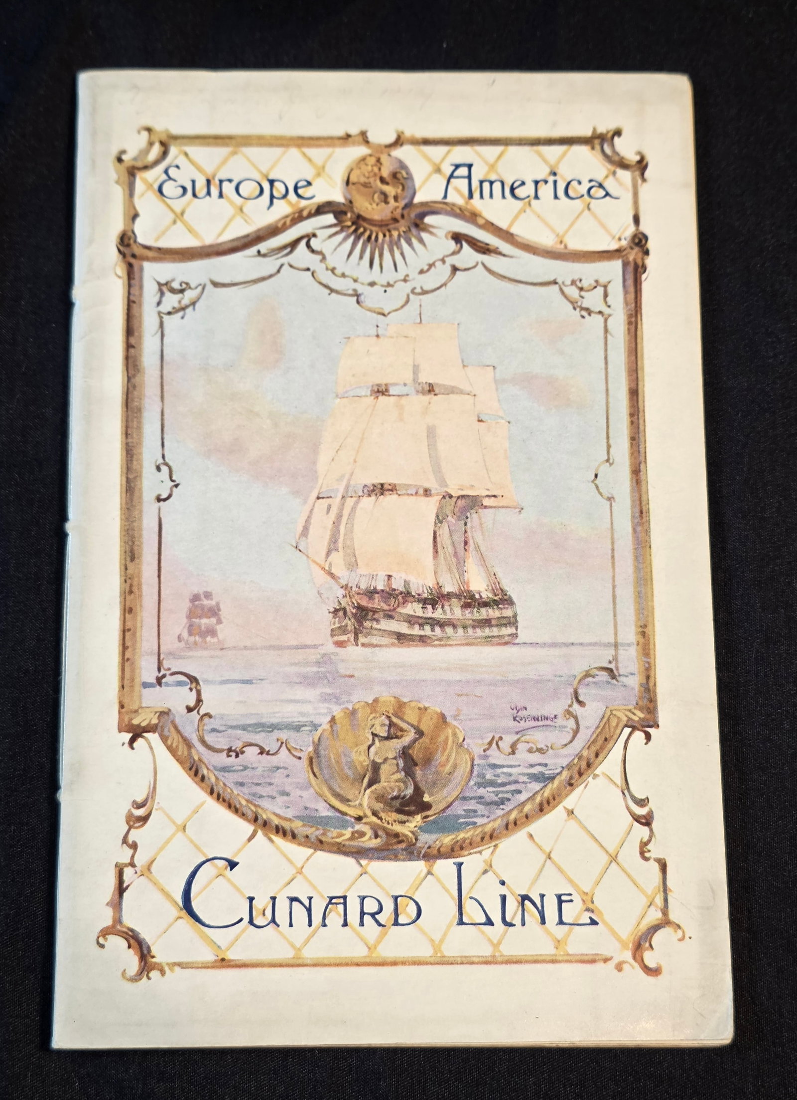 Cunard White Star R.M.S. Aquitania Passenger List (CAPT W.T. Turner): Saloon list Liverpool to NY via the Fishguard route July 11th, 1914. Captain W.T. Turner, Captain of the R.M.S. Lusitania when she sank. Noteable passengers: Captain Brassey, Charles Frohman, Bishop J