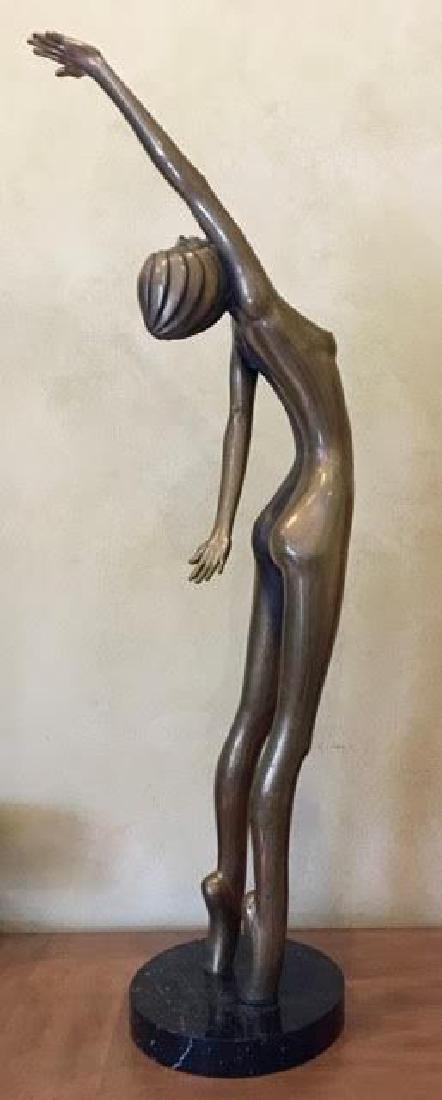 Bob Bennett Sculpture: Celeste - Large 38" x 5" (Currently appraised at $8,500) This is a Stunning Original Vintage Bronze Sculpture by Tom Bennett titled "Celeste". Cast Bronze with a Marble base. Inscribed on the back bas