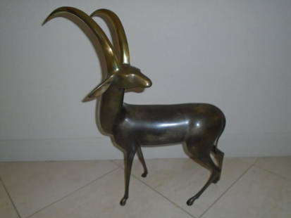 Solid Bronze Antelope standing statue.: Solid Bronze Antelope standing statue. 24 1/2" tall. Artist: Loet Vanderveen