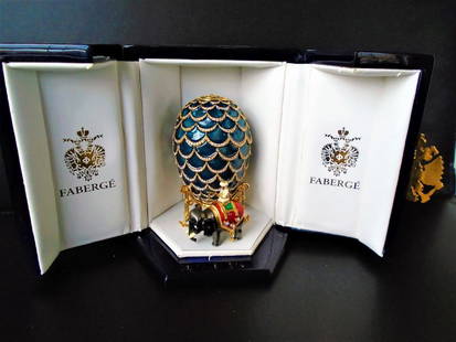 Faberge Pinecone Egg: Faberge Pinecone Egg. Blue Enamel Guilloche with Australian crystal accents. Faberge will soon be one of the hardest collectibles to find as Faberge closed its door in December of 2009. Includes metal