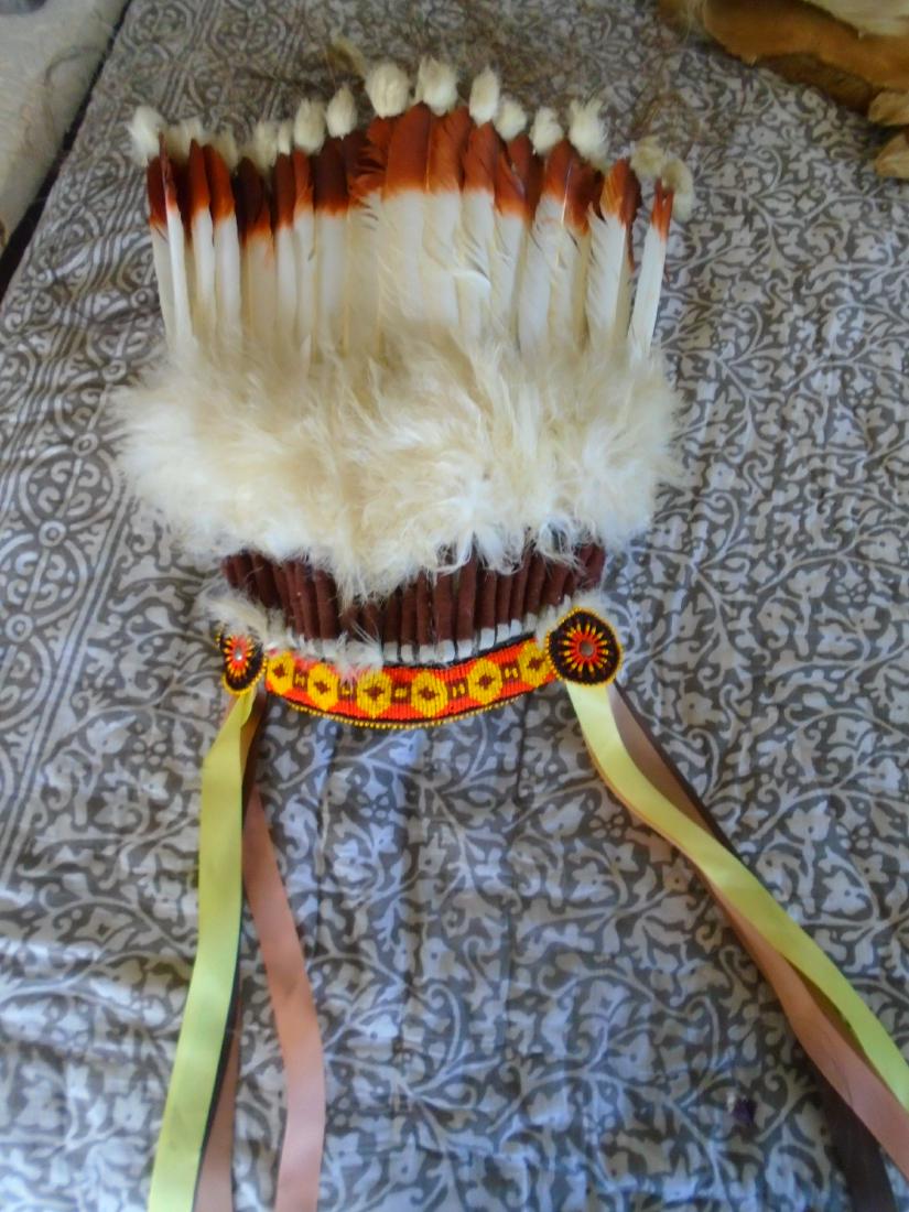 Indian Head Dress with feathers and beads (1 of 4)