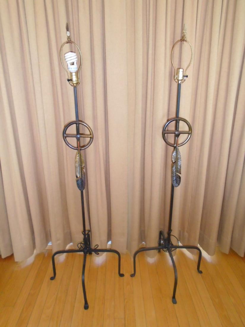 Pair of Metal Floor lamps with Feather. (1 of 6)