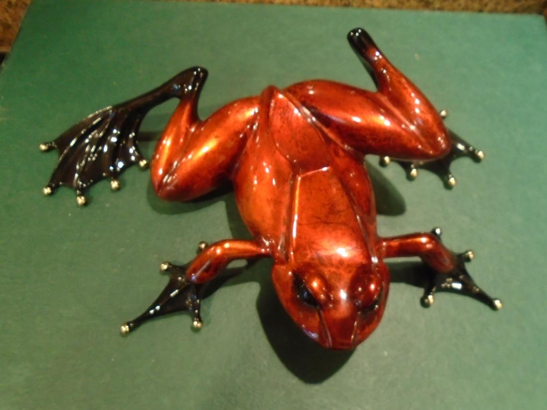 Peek A Boo-Red Burnt orange and black frog Bronze (1 of 8)