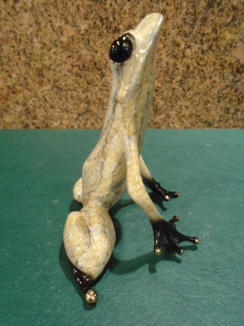 Lotus Tan, gray, black frog Bronze Sculpture (1 of 4)