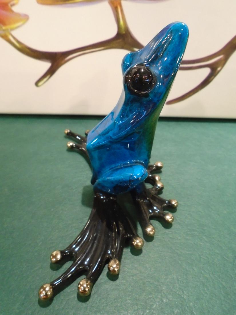 Stargazer-Blue Dark turquoise frog Bronze Sculpture (1 of 6)