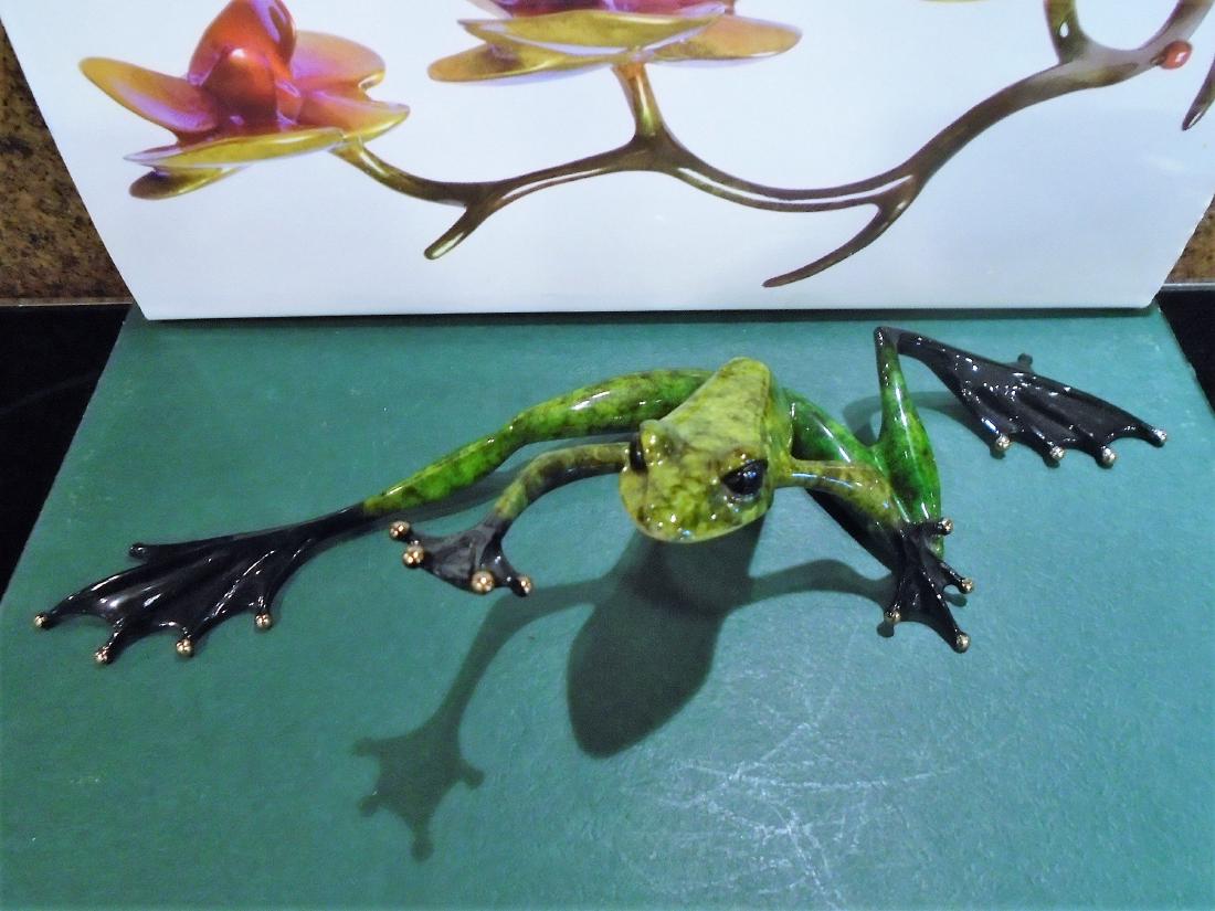 Stepping Out Green and black frog Bronze Sculpture (1 of 7)