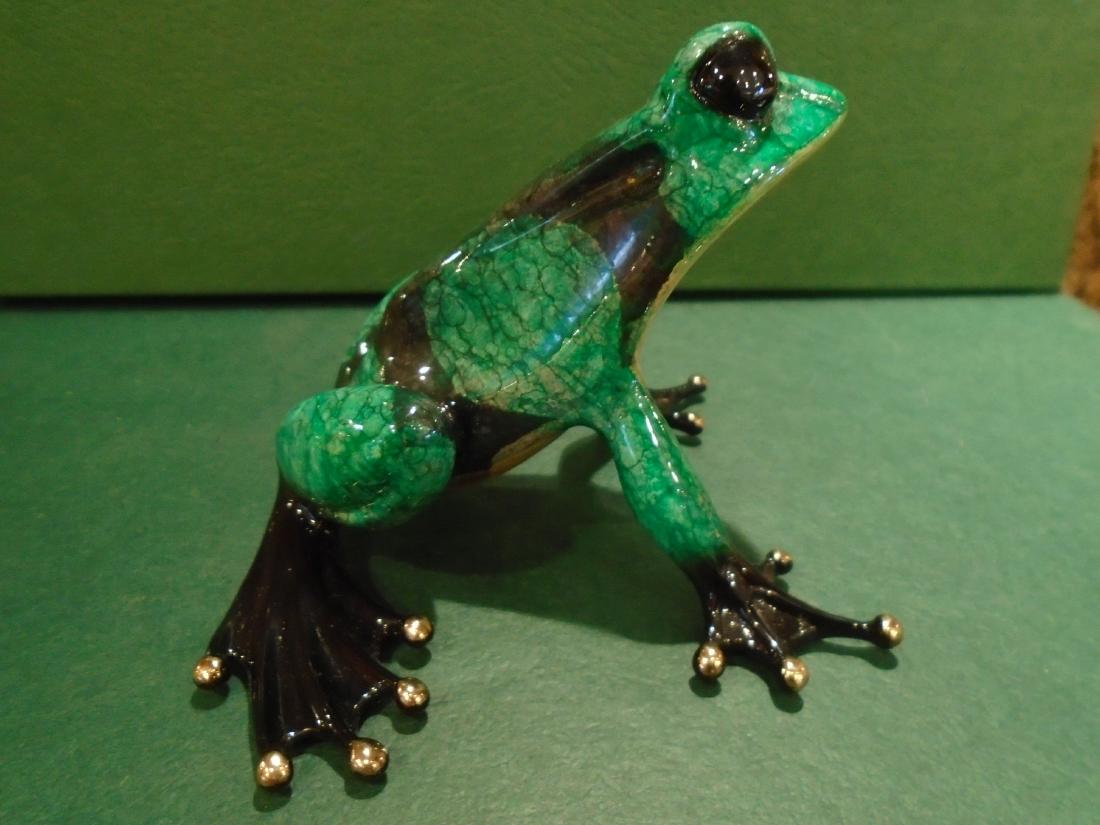 Albert  Green and black spotted frog Bronze Sculpture (1 of 7)