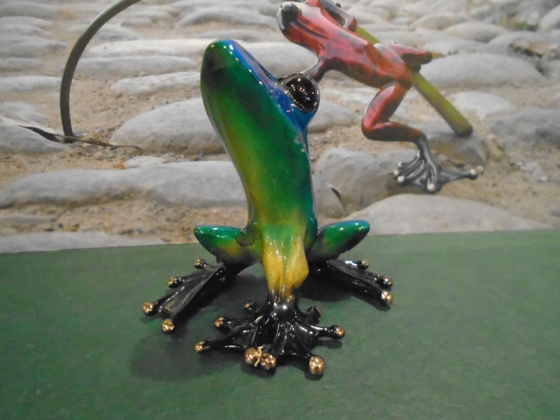 Bashful-Blue Blue, green & black frog Bronze Sculpture (1 of 8)