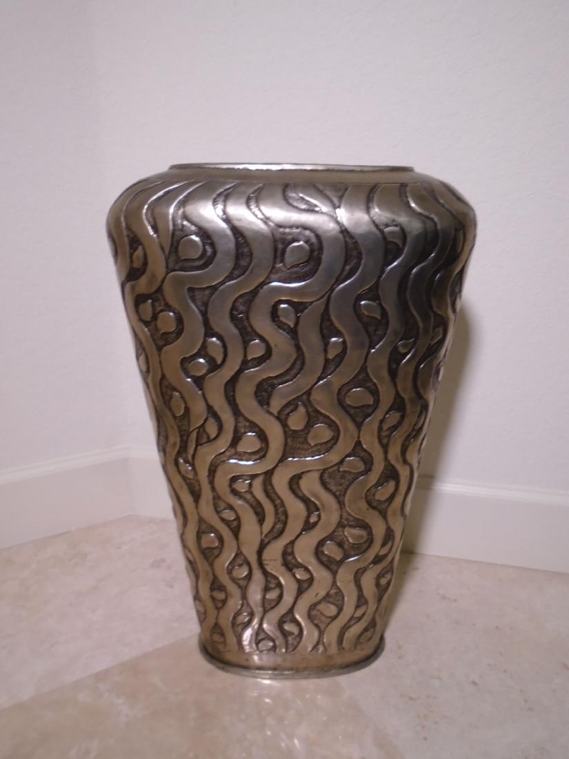 Large metal decorative vase. (1 of 4)