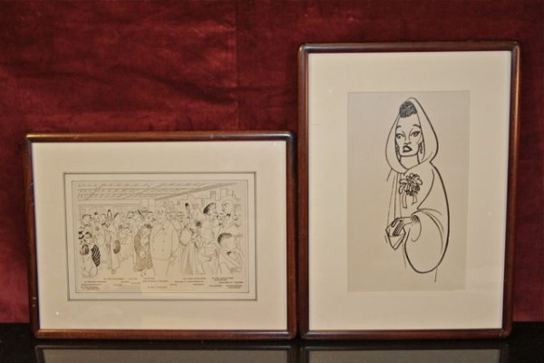 Al Hirschfeld Art: Al Hirschfeld Art personally given to Dorothy Hammerstein. One is of a social scene and the other is of Dorothy Hammerstein herself.