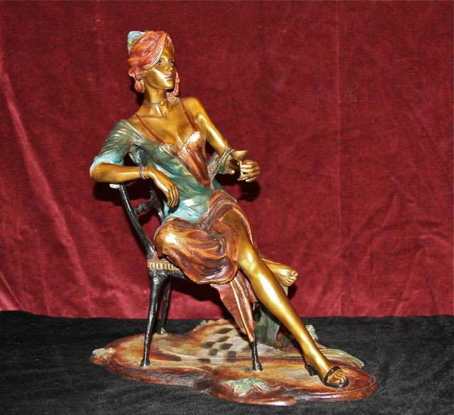 Isaac Maimon Bronze Sculpture "Negligee": 1993 Isaac Maimon Bronze sculpture "Negligee". Limited Edition 64 of 150. Signed Maimon, copyright 93,64/150, B+R INT'L LTD Copyright 93. Dimensions : 17.5" x 16" x 12".