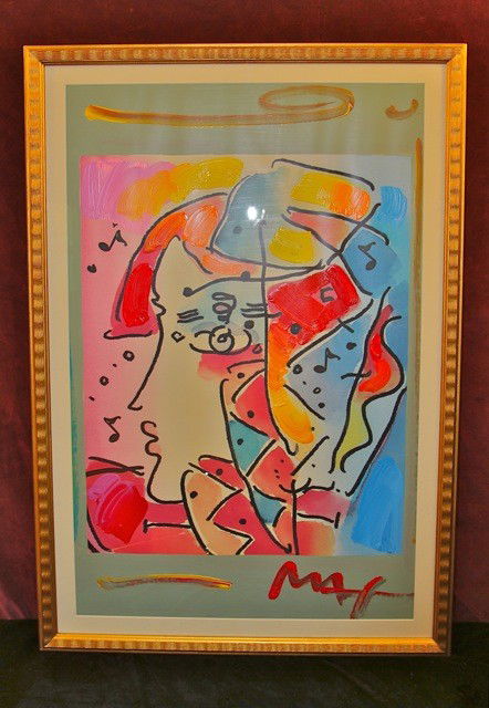 Peter Max "Profile Series II" Lithograph: Peter Max Hand Embellished Lithograph "Profile Series II". 39" x 27" framed.