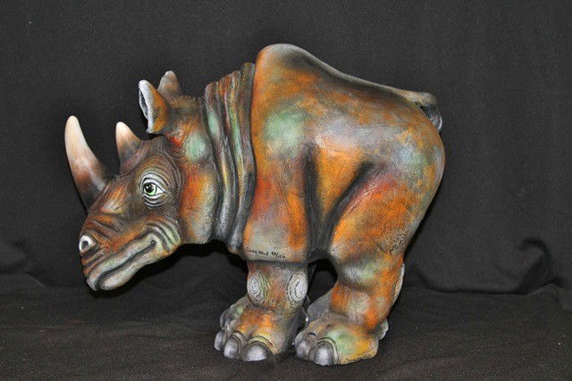 Carlos & Albert "Rhino" Sculpture: Carlos & Albert "Rhino" sculpture. Signed and numbered 48/150. 18" x 15.5" x 9".