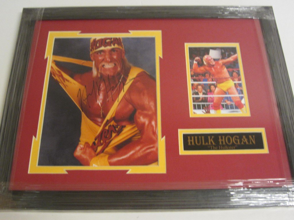 Hulk Hogan Signed Display: Hulk Hogan "The Hulkster" WWE WWF signed 8x10 color photo professionally custom framed and matted. Overall measurements 16.5" x 21". This comes with a certificate of authenticity (COA).