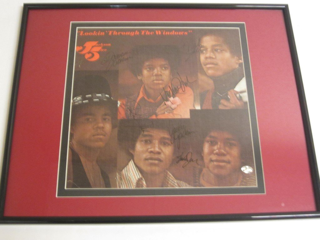 Jackson 5 Signed Record Album: Jackson 5 "Lookin' Through The Windows" record album, this is signed / autographed by the Jackson 5, Michael, Jermaine and the others. This is custom framed and matted. It comes with a certificate of 
