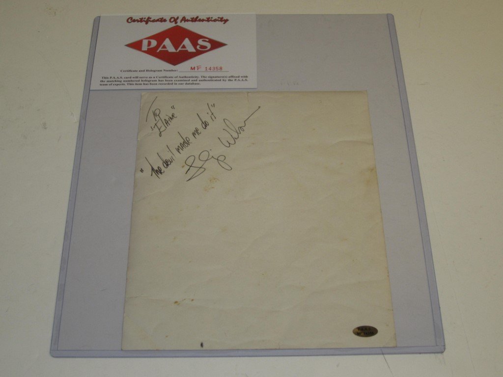 Flip Wilson Signed 8x10 Photo: Flip Wilson, "Geraldine", signed / autographed black and white 8x10 management company photo. The back of this photo is signed: To Elaine, "The Devil Made Me Do It"......Flip Wilson. This has been cer