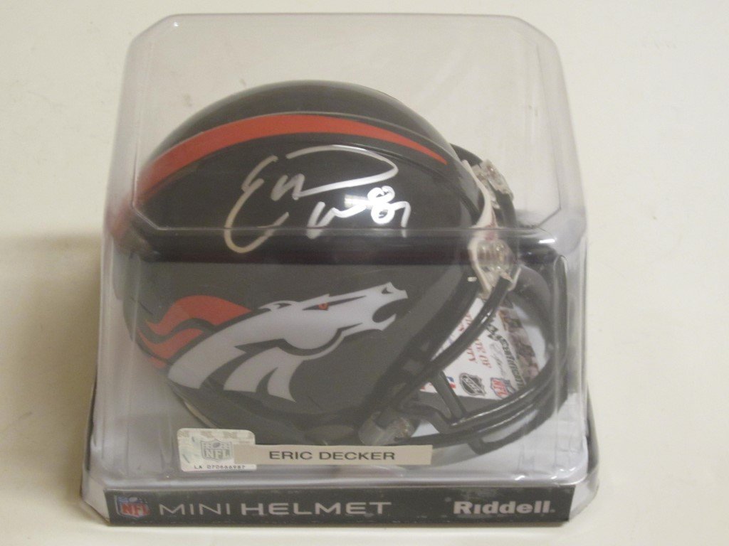 Eric Decker Signed Mini Helmet: Eric Decker Denver Broncos signed / autographed Riddell mini football helmet, this comes with a certificate of authenticity