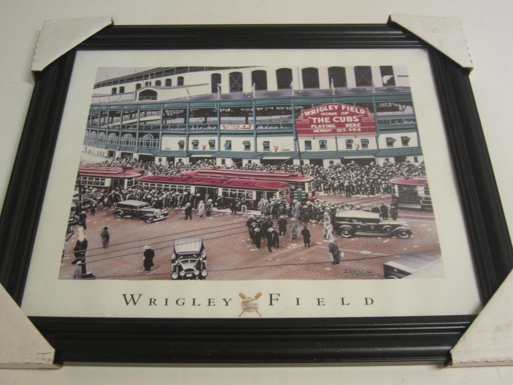 Chicago Cubs Streetcar Print: Chicago Cubs Wrigley Field, streetcar print / poster. Professionally framed