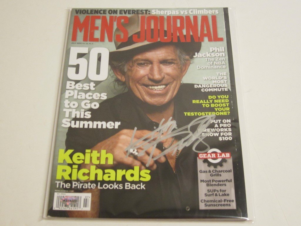 Keith Richards Signed Magazine: Keith Richards Rolling Stones signed / autographed Men's Journal July 2013 issue, this comes with a coa
