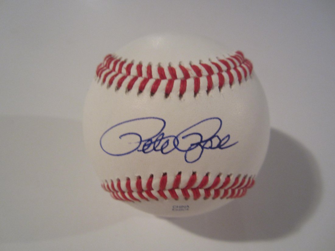 Pete Rose Signed Baseball: This is a hand signed / autographed baseball by Major League Baseballs All Time Hits Leader, Pete Rose. This has been authenticated and certified and comes with a Certificate of Authenticity by U