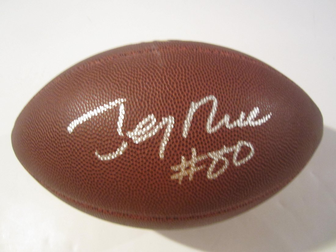 Jerry Rice auto Footbal: This is a hand signed / autographed football by Jerry Rice of the San Francisco 49ers. This has been authenticated and certified and comes with a Certificate of Authenticity by Ultimate Authentic