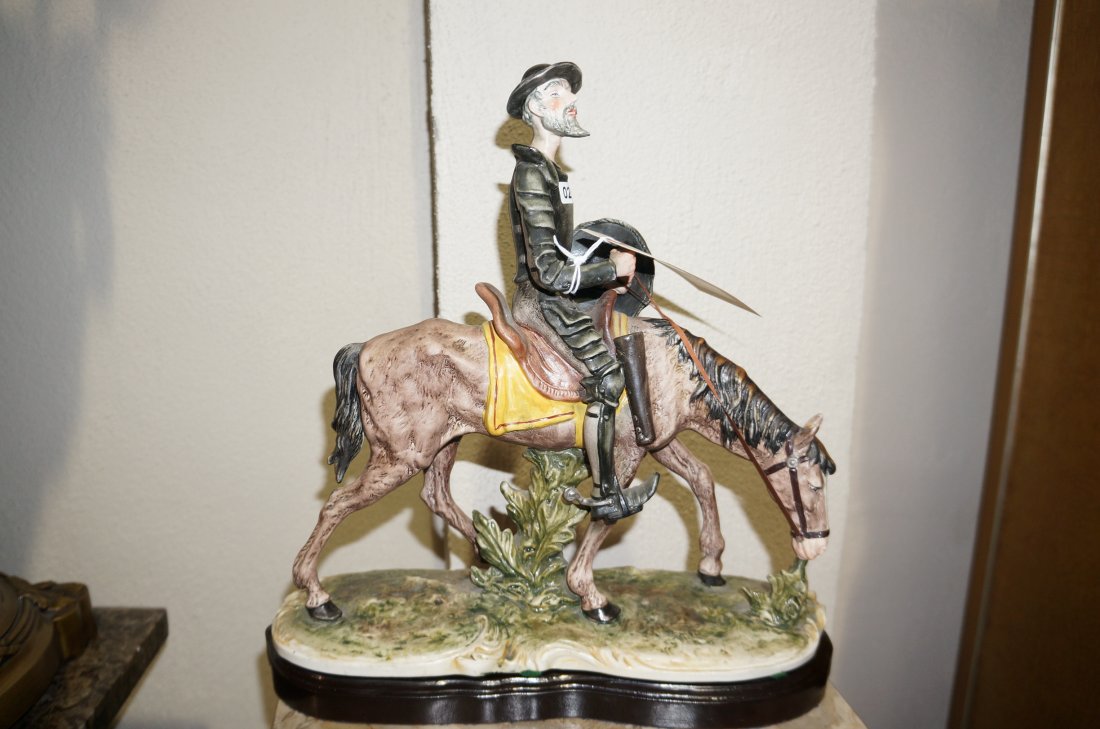 Don Quixote: Capodimonte, Marked, H: 21.00, W: 16.50, retail value $700