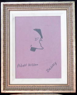 Framed Sketch of Adolf Hitler By Wayne Gacy: Serial Killer memorabilia - Adolf Hitler, By John Wayne Gacy, Acrylic 2363 (3' x 12"), comes with a letter of authenticity by P.A.A.S.