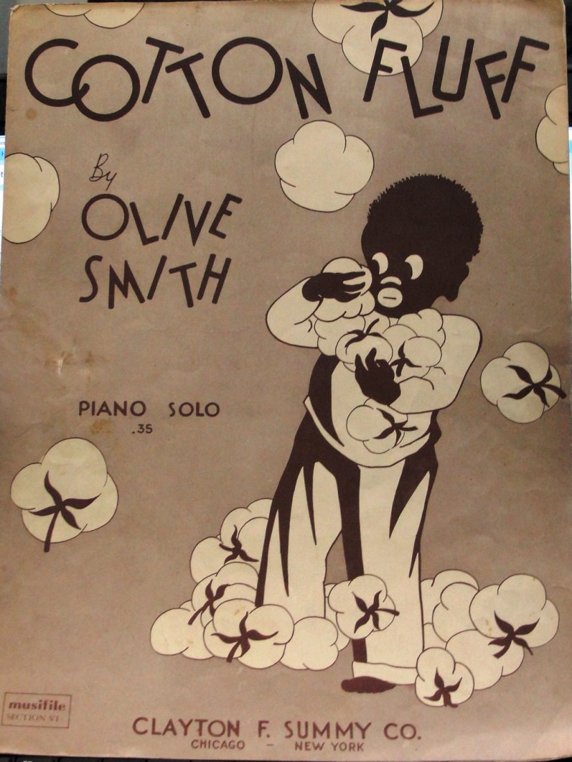 BLACK AMERICANA / 1936 BLACK AMERICANA: Cotton Boy Graphics. 1936 Cotton Fluff vintage sheet music by Olive Smith. In VG Condition