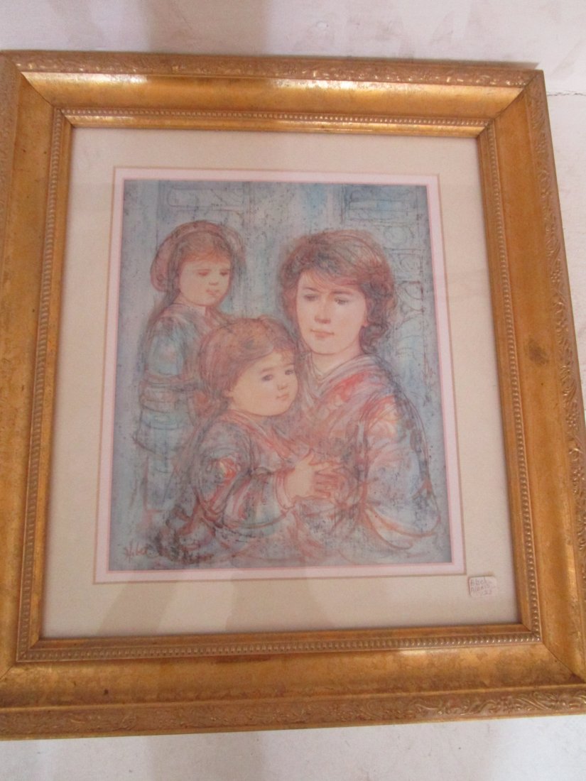 Alexis with children - framed artwork -pencil signed (1 of 2)